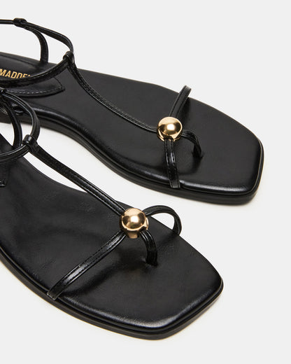 RITZY Black Square-Toe Strappy Women's Sandal | Steve Madden Essential