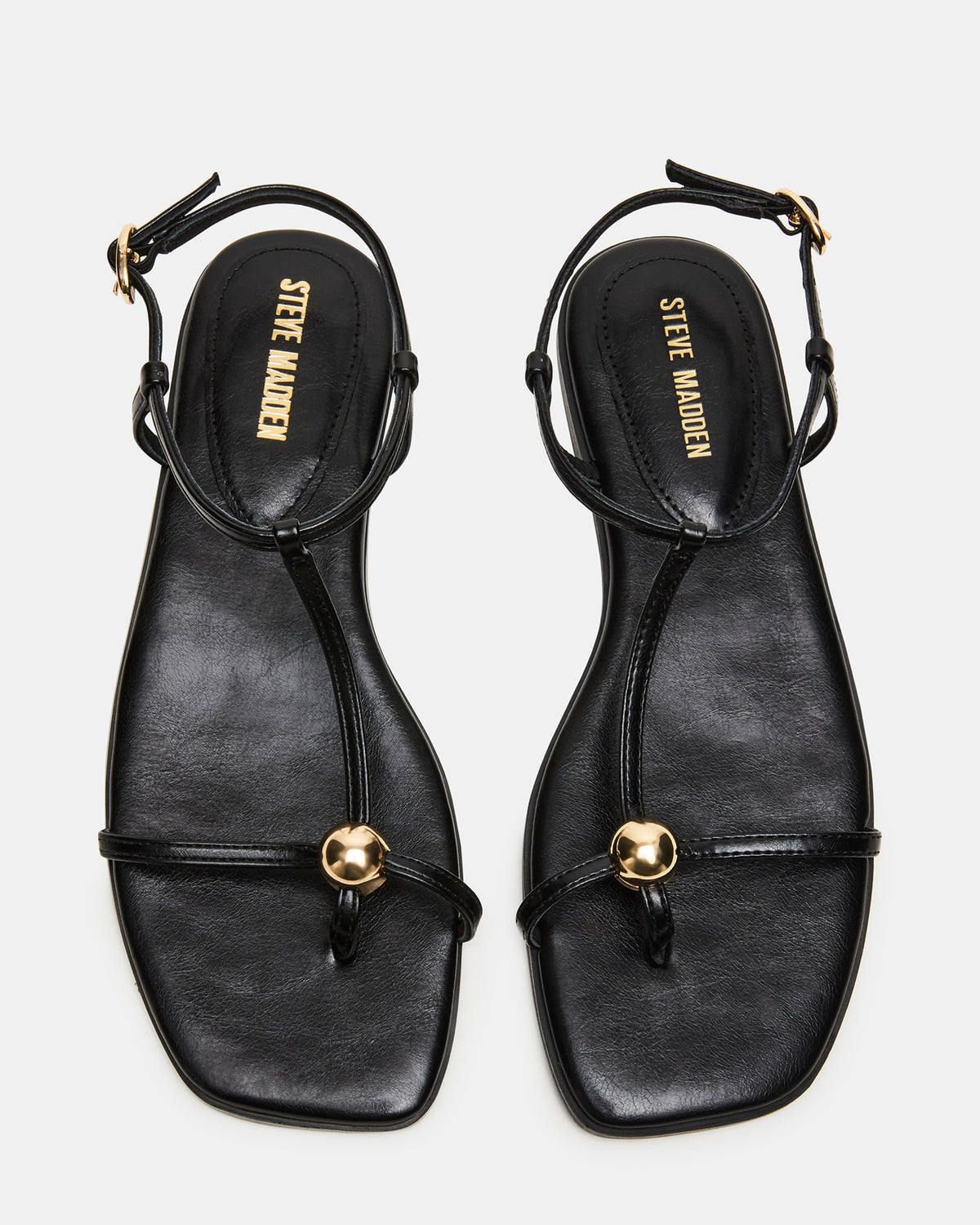 RITZY Black Square-Toe Strappy Women's Sandal | Steve Madden Essential