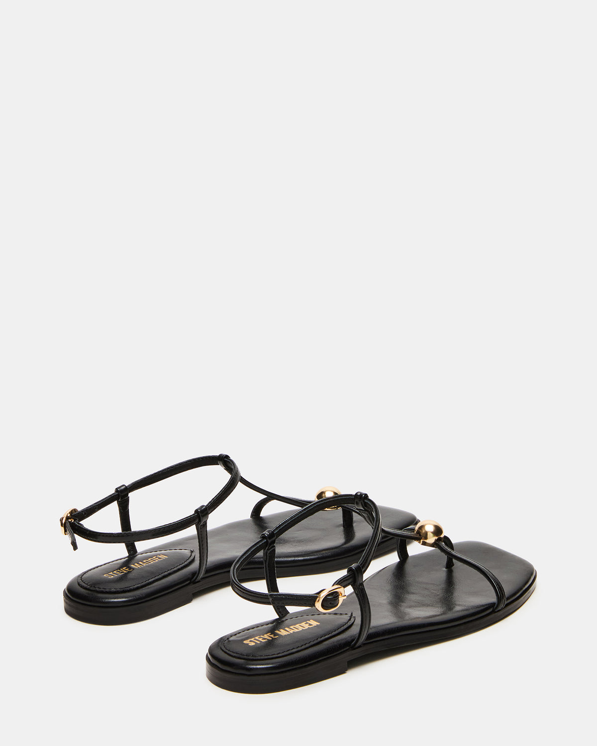 RITZY Black Square-Toe Strappy Women's Sandal | Steve Madden Essential