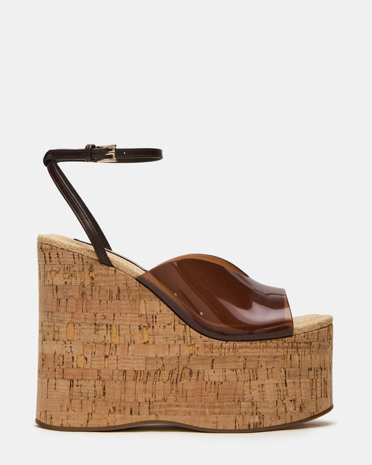 SINAI Brown Square-Toe Platform Wedge Strappy Women's Sandal | Steve Madden Popular