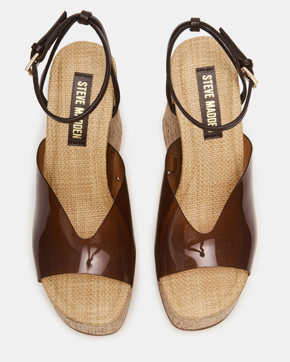 SINAI Brown Square-Toe Platform Wedge Strappy Women's Sandal | Steve Madden Popular