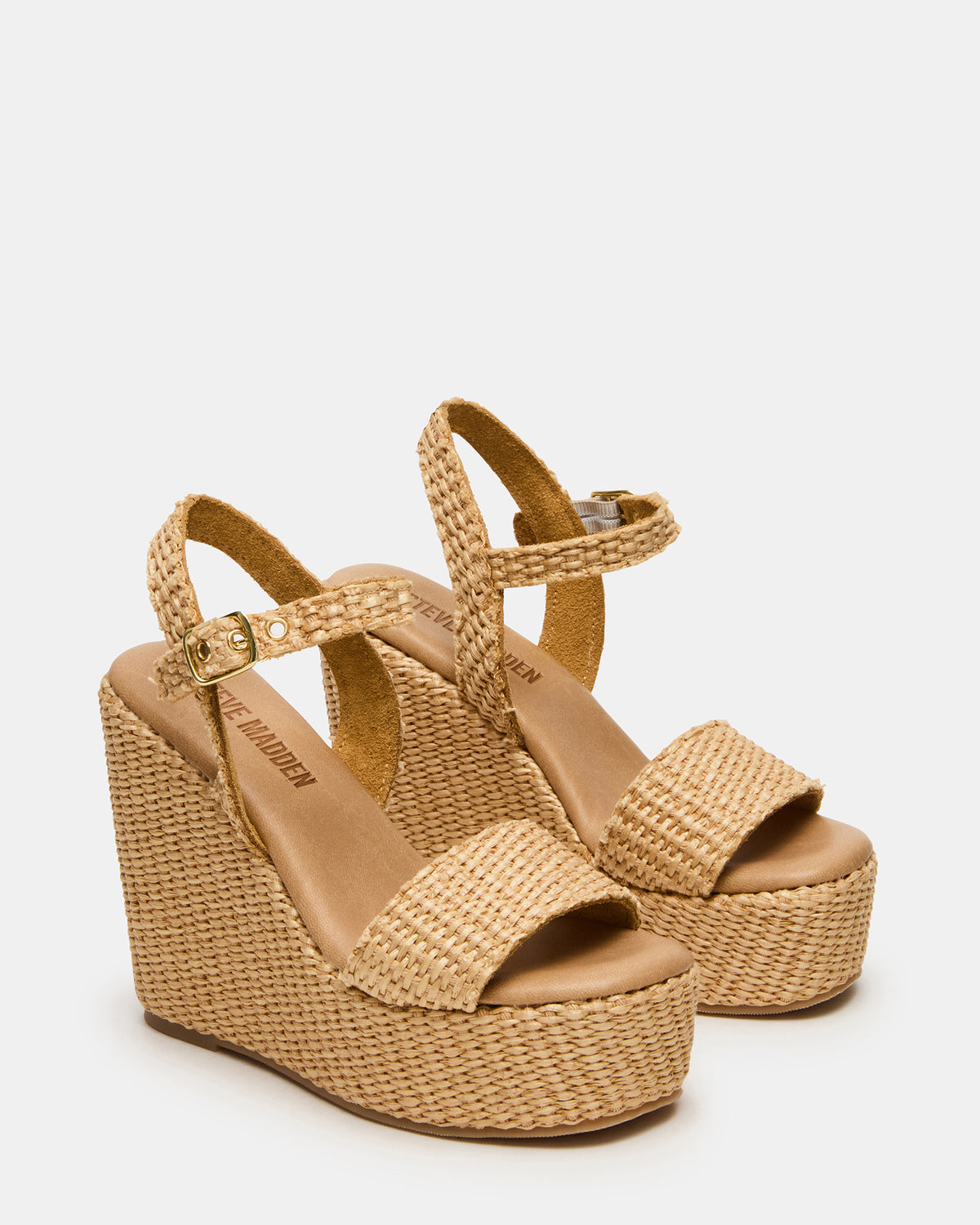 PALM Natural Raffia Platform Wedge Women's Sandal | Steve Madden Value