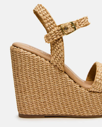 PALM Natural Raffia Platform Wedge Women's Sandal | Steve Madden Value