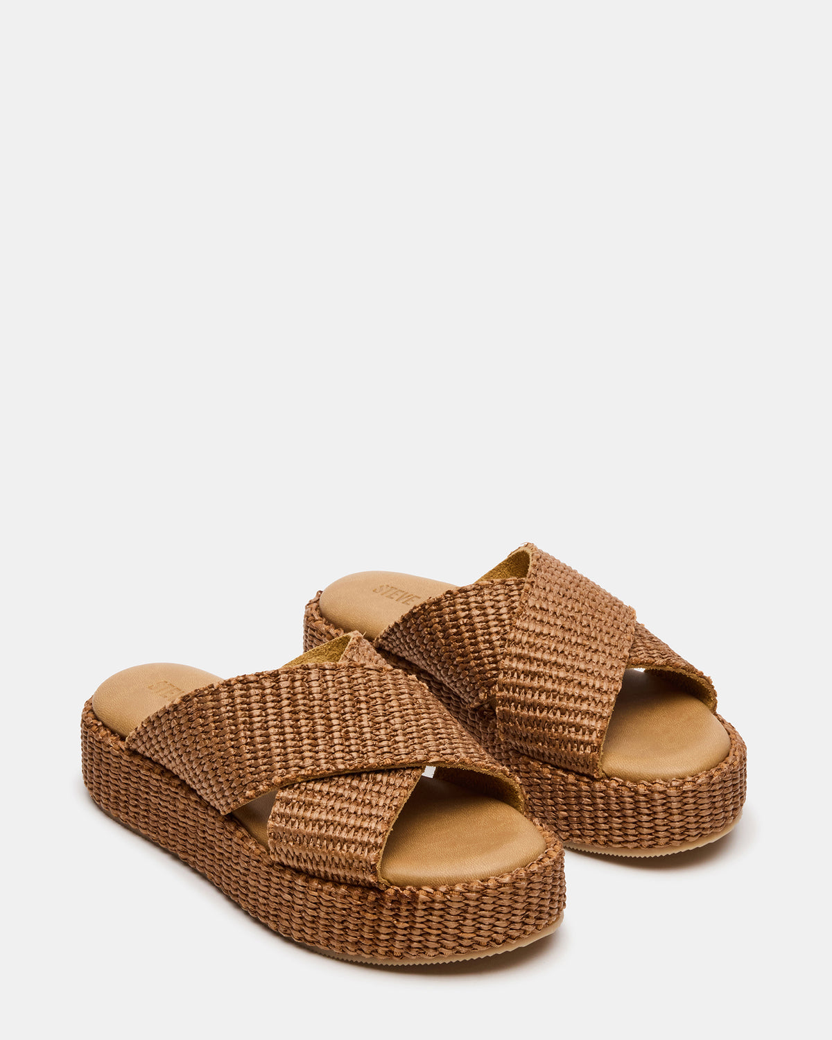 TULUM Brown Raffia Platform Flatform Women's Sandal | Steve Madden Value