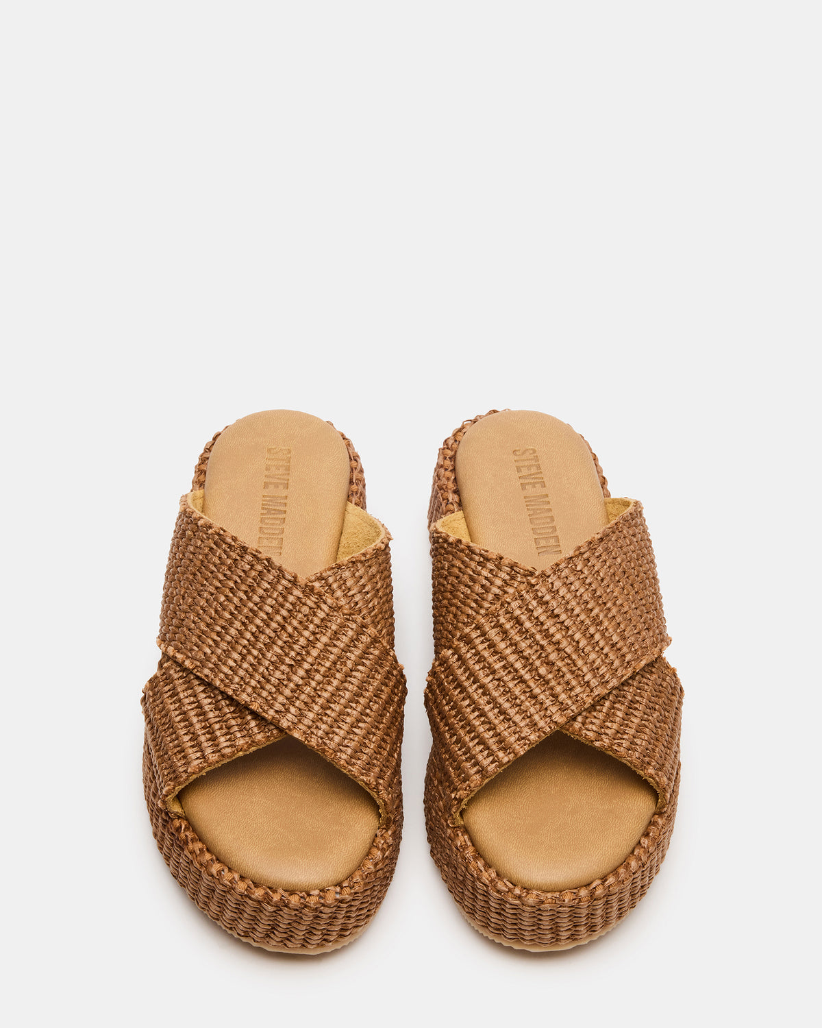 TULUM Brown Raffia Platform Flatform Women's Sandal | Steve Madden Value