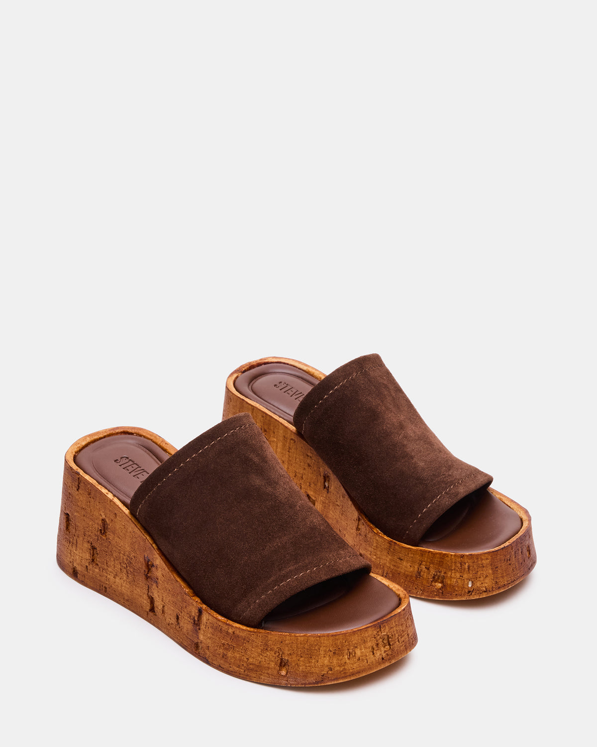 CELLAR Brown Suede Platform Wedge Square-Toe Women's Sandal | Steve Madden Value