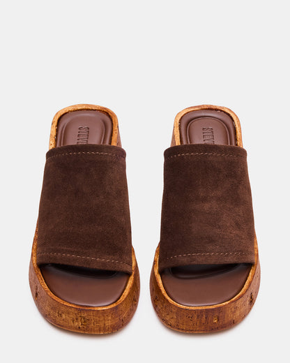 CELLAR Brown Suede Platform Wedge Square-Toe Women's Sandal | Steve Madden Value