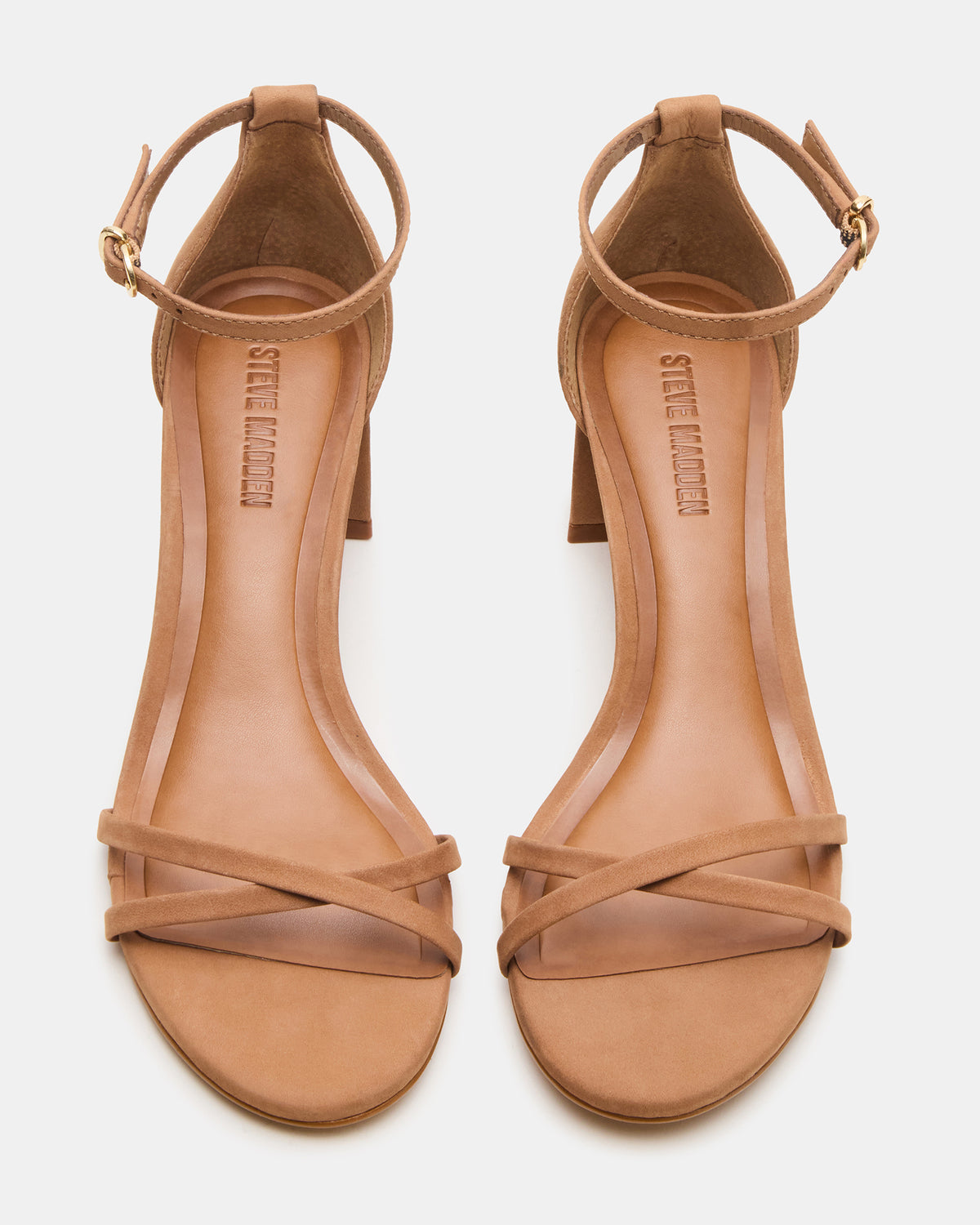 RAE Tan Nubuck Strappy Block Heel Women's Sandal | Steve Madden Great Value