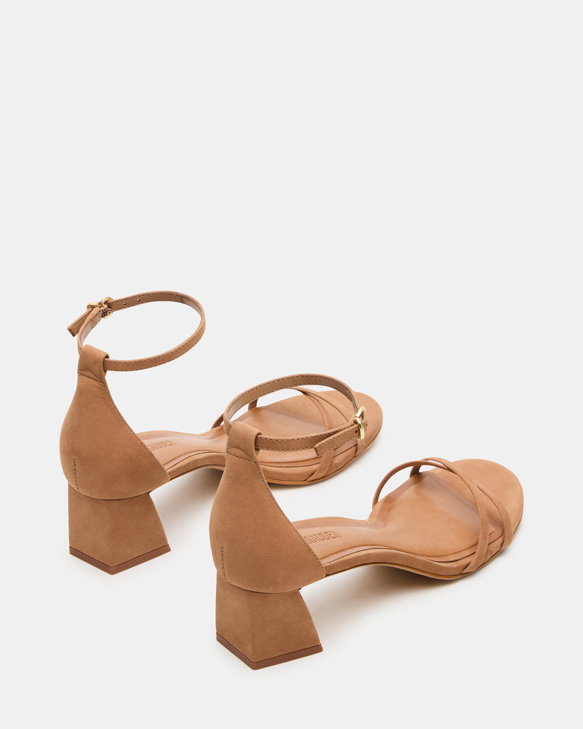 RAE Tan Nubuck Strappy Block Heel Women's Sandal | Steve Madden Great Value