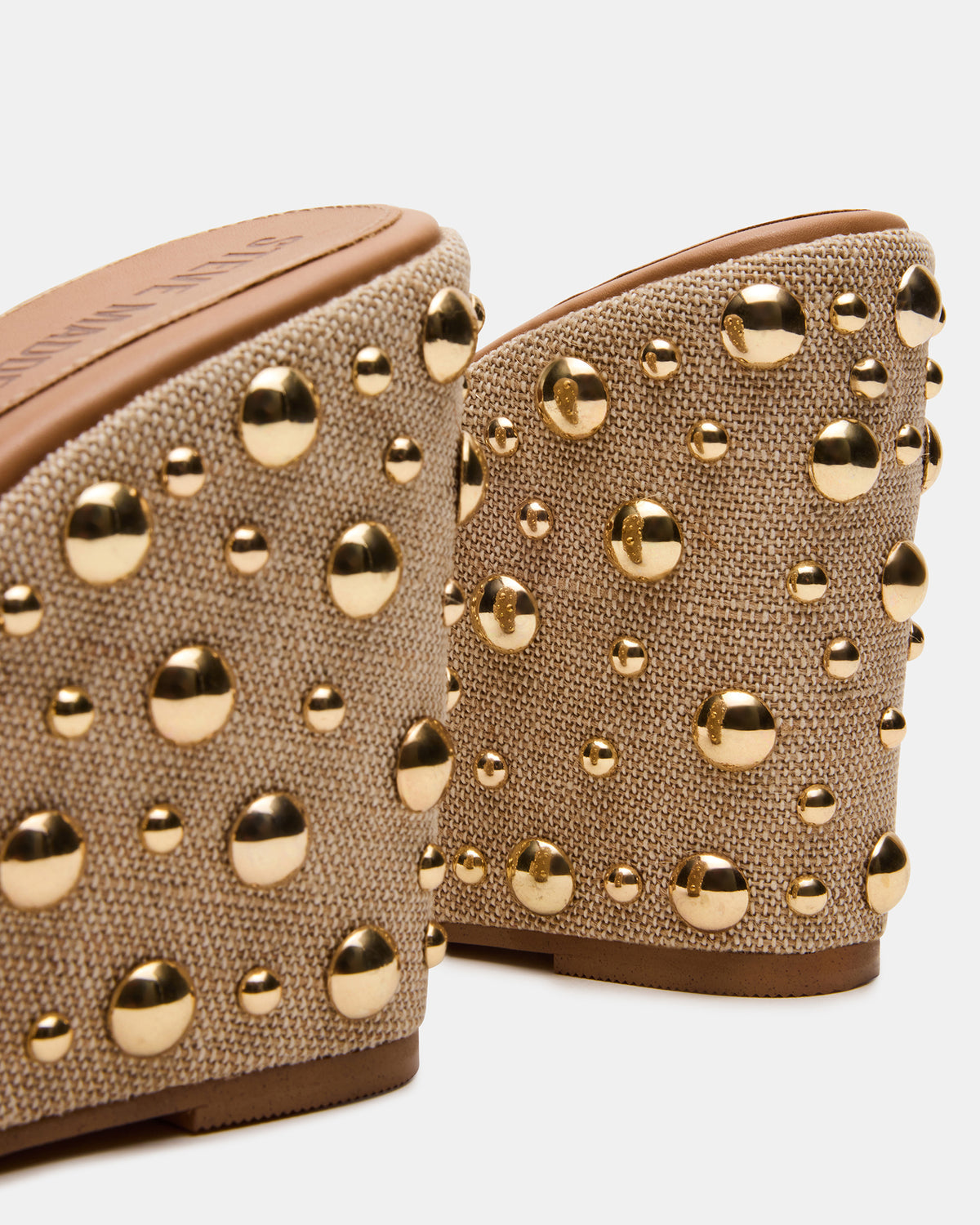 CAYMAN Natural Mini Studs Platform Square-Toe Wedge Women's Sandal | Steve Madden Great Value