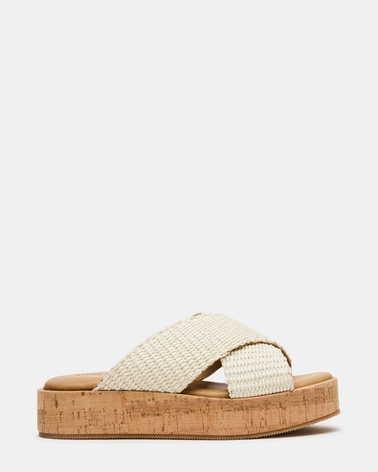 TULUM Bone Raffia Platform Flatform Women's Sandal | Steve Madden Classic