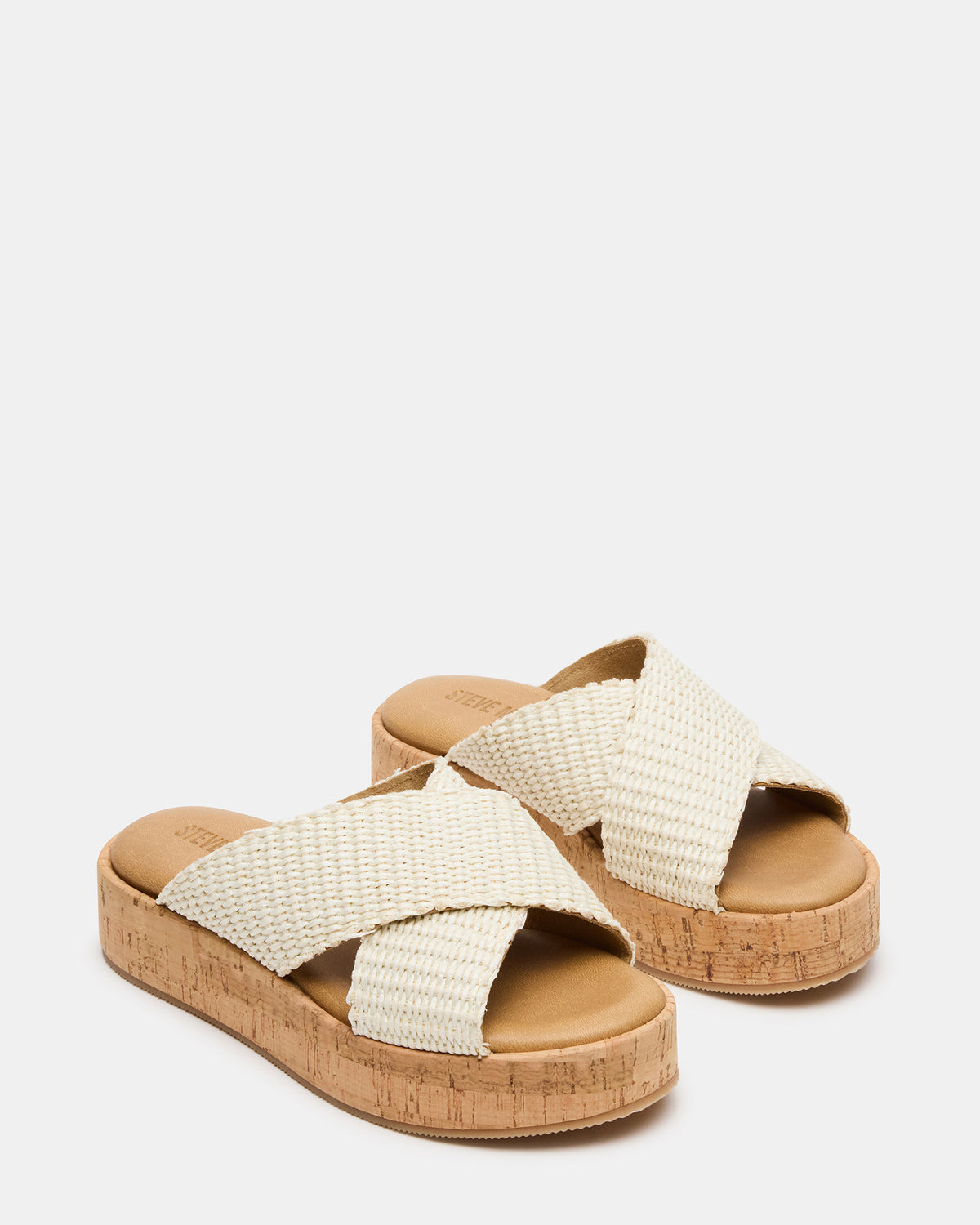 TULUM Bone Raffia Platform Flatform Women's Sandal | Steve Madden Classic