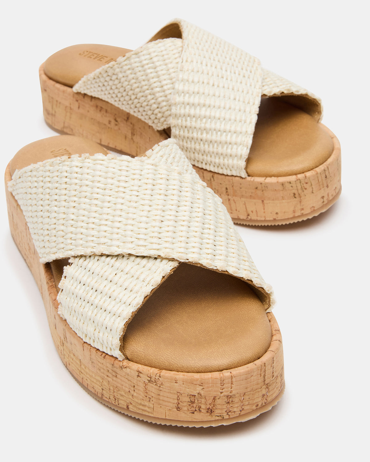 TULUM Bone Raffia Platform Flatform Women's Sandal | Steve Madden Classic