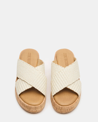 TULUM Bone Raffia Platform Flatform Women's Sandal | Steve Madden Classic