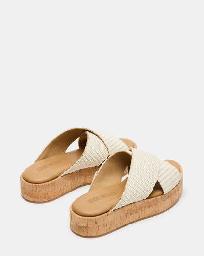 TULUM Bone Raffia Platform Flatform Women's Sandal | Steve Madden Classic