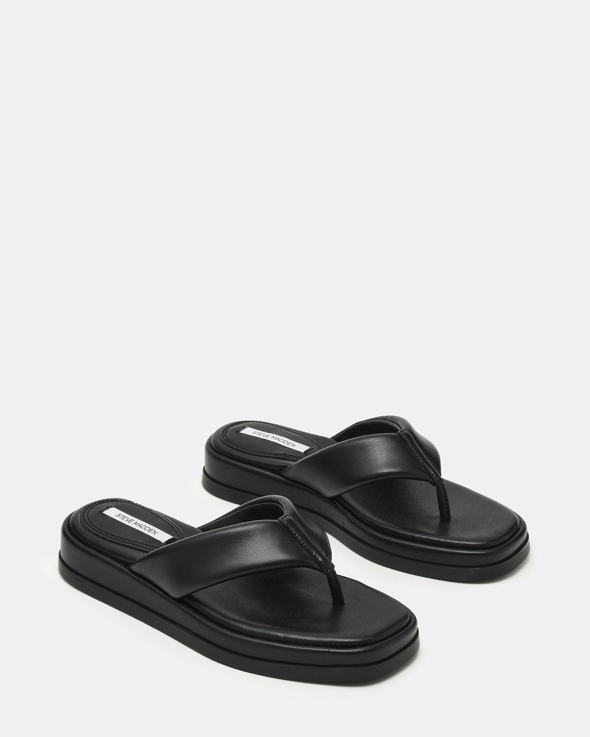 BELLA Black Thong Square-Toe Platform Women's Sandal | Steve Madden Recommended