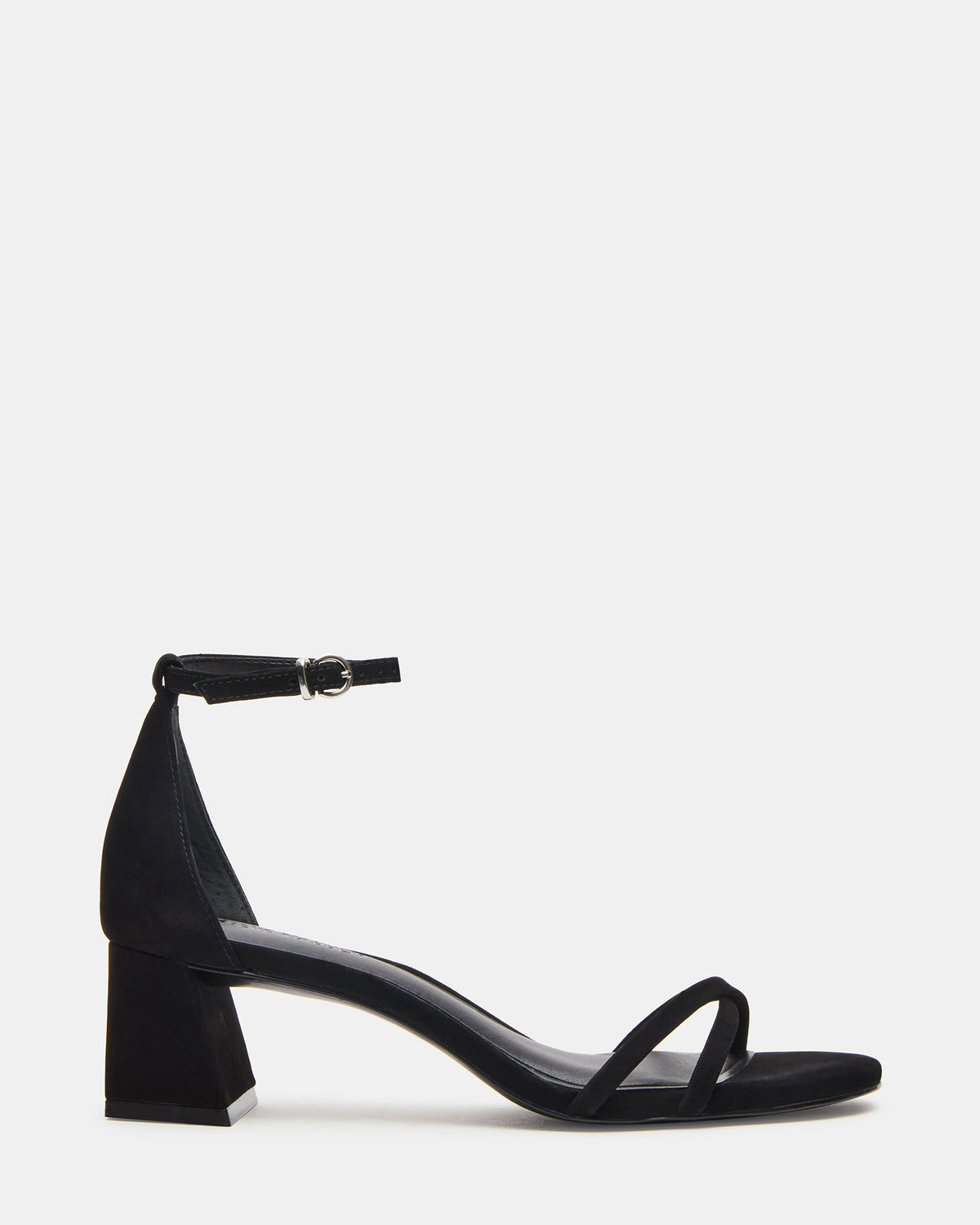 RAE Black Nubuck Strappy Block Heel Women's Sandal | Steve Madden Featured