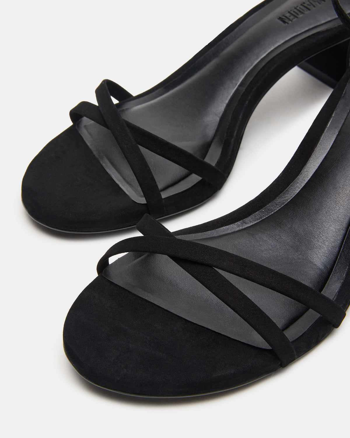 RAE Black Nubuck Strappy Block Heel Women's Sandal | Steve Madden Featured