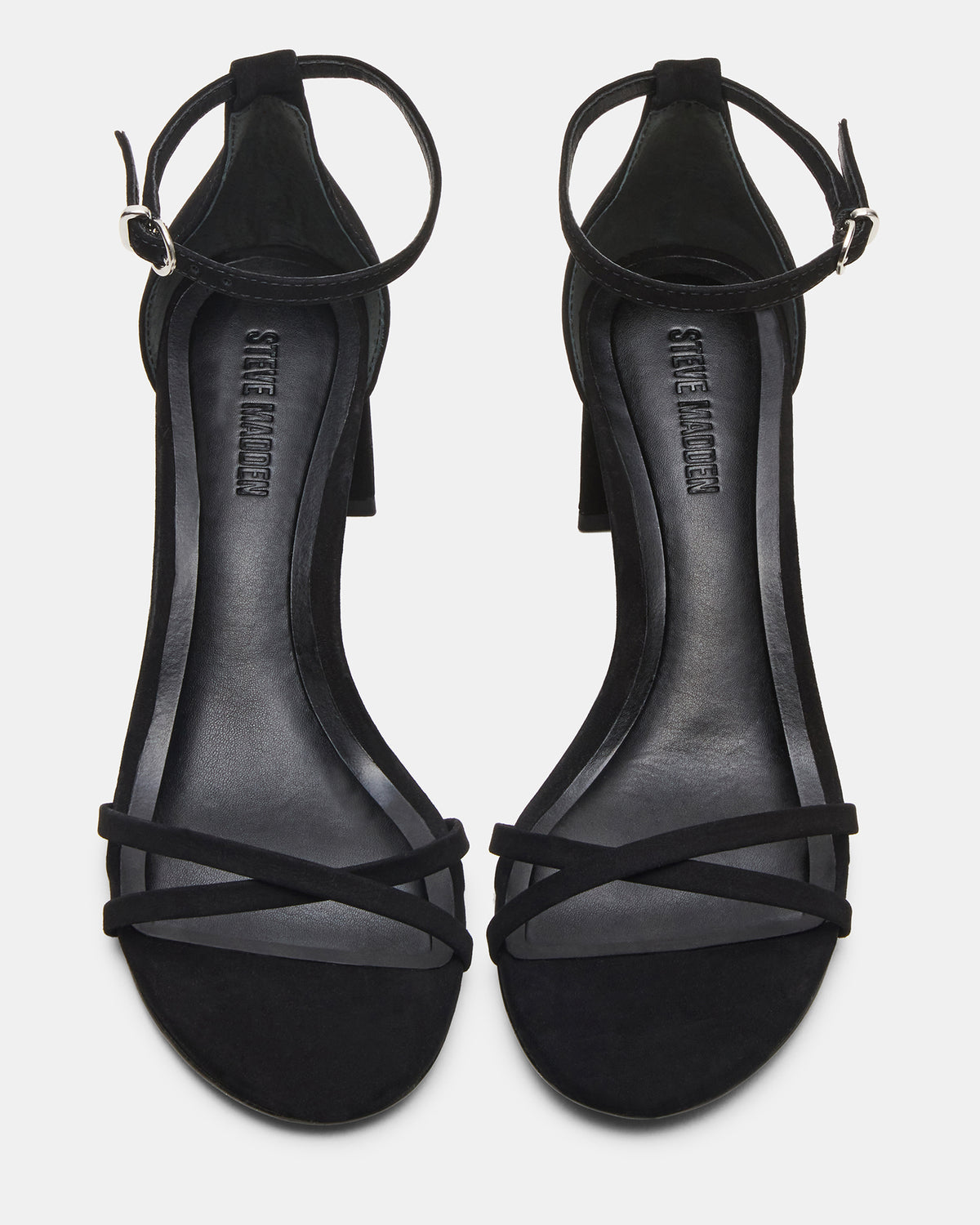 RAE Black Nubuck Strappy Block Heel Women's Sandal | Steve Madden Featured