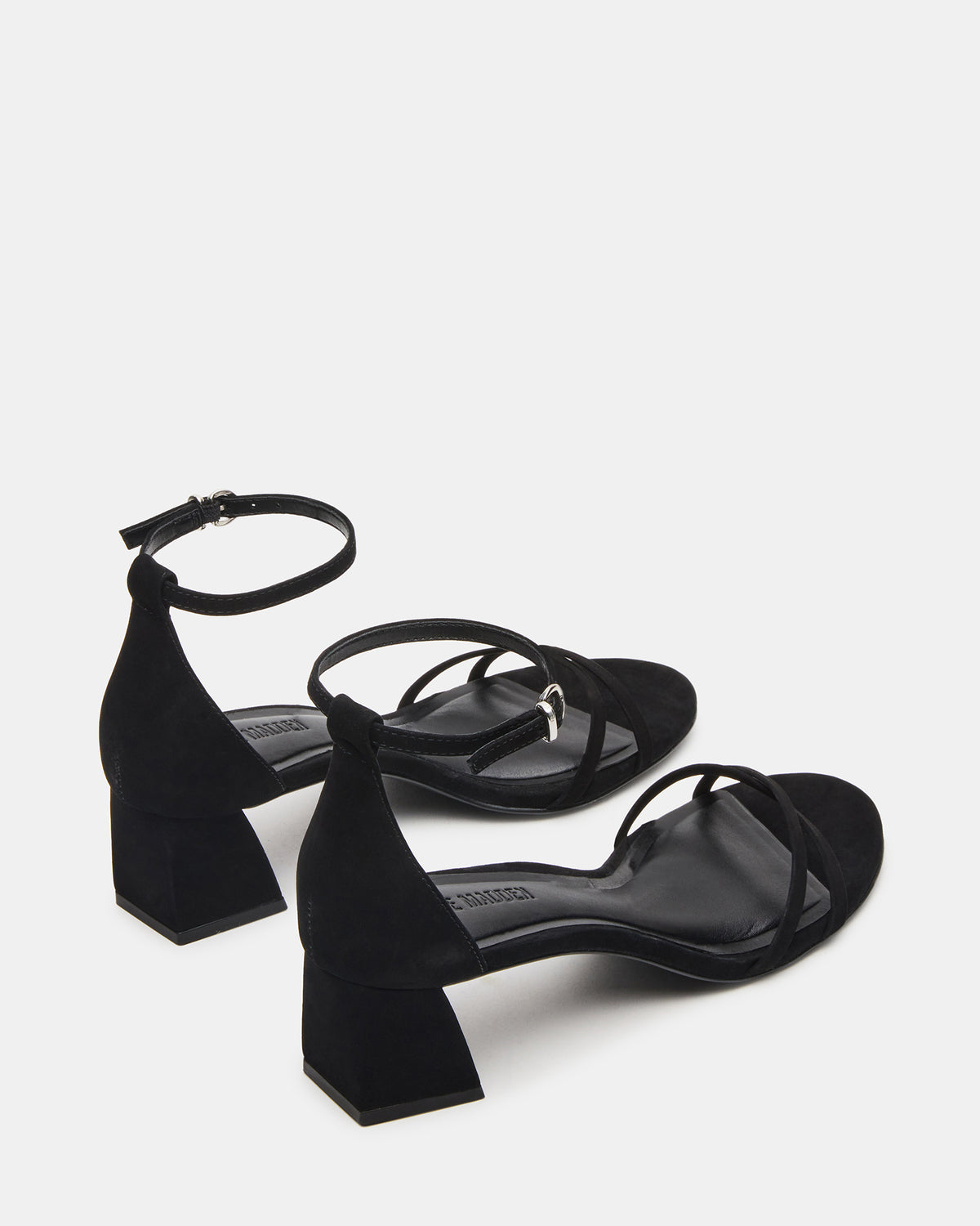 RAE Black Nubuck Strappy Block Heel Women's Sandal | Steve Madden Featured