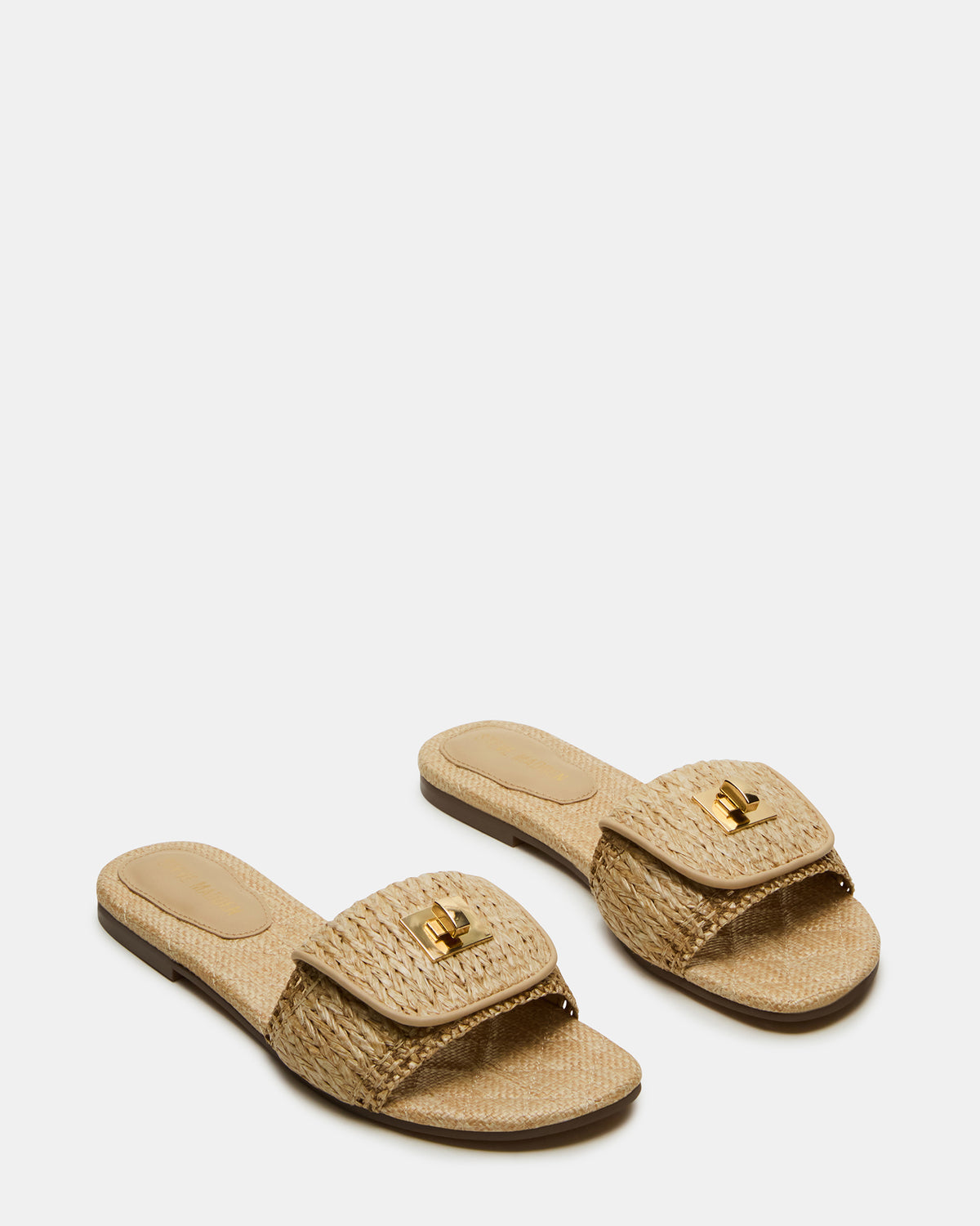MORELAND Natural Raffia Slide Women's Sandal | Steve Madden Trusted