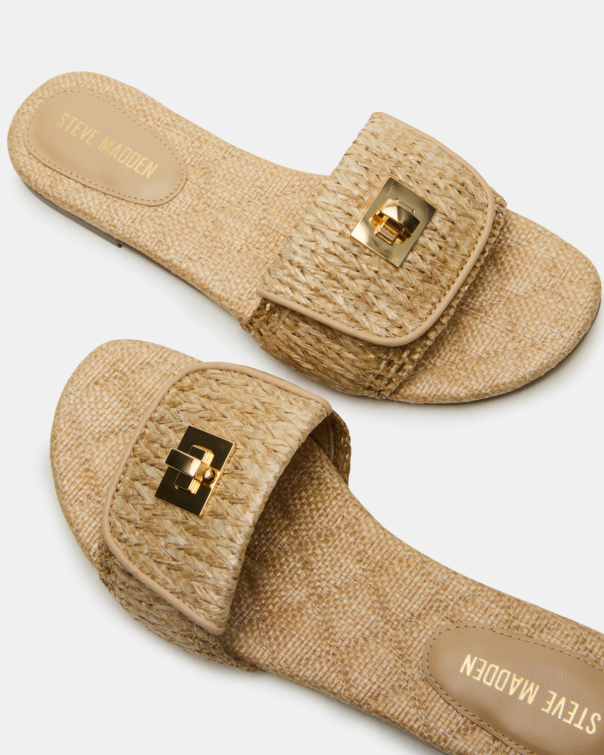 MORELAND Natural Raffia Slide Women's Sandal | Steve Madden Trusted