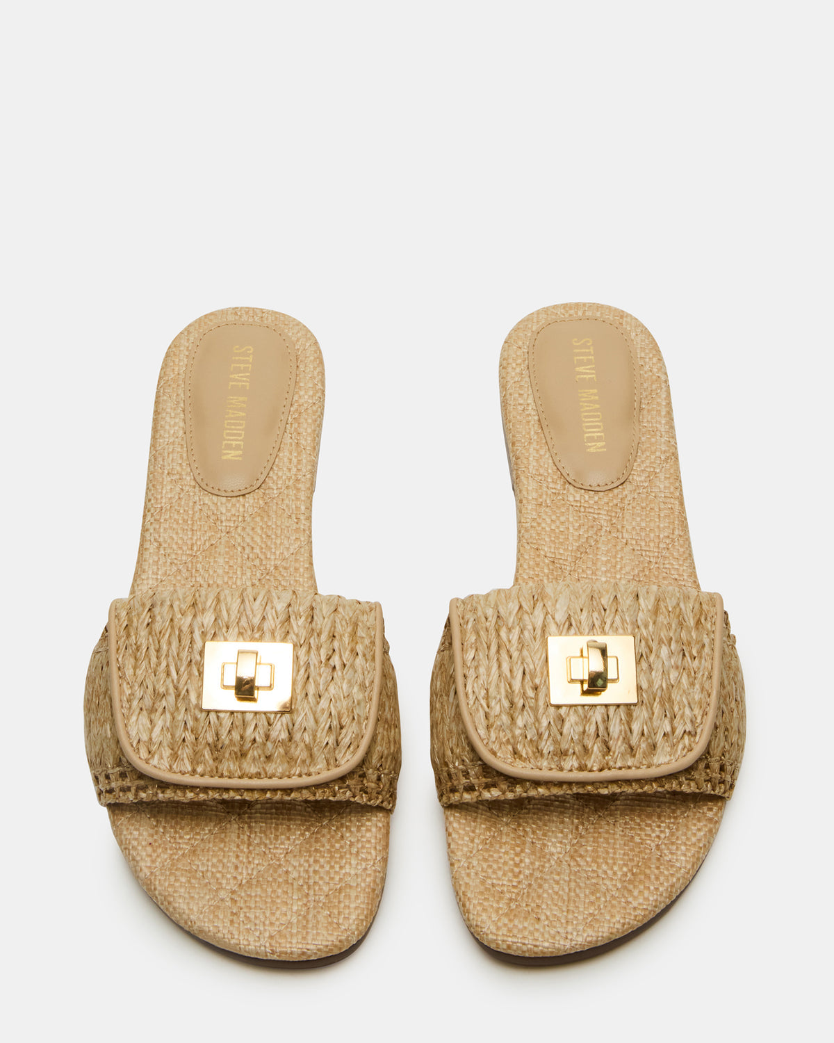 MORELAND Natural Raffia Slide Women's Sandal | Steve Madden Trusted