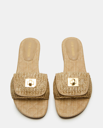 MORELAND Natural Raffia Slide Women's Sandal | Steve Madden Trusted