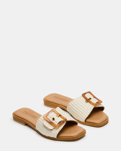 HAPP Bone Square-Toe Raffia Slide Women's Sandal | Steve Madden Sale