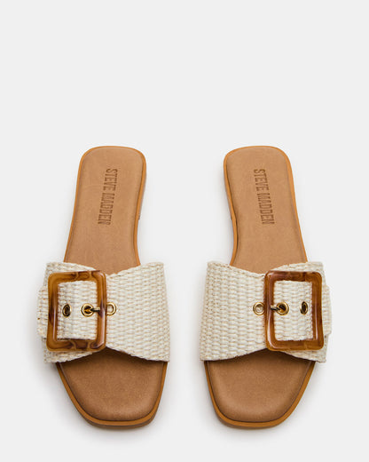 HAPP Bone Square-Toe Raffia Slide Women's Sandal | Steve Madden Sale