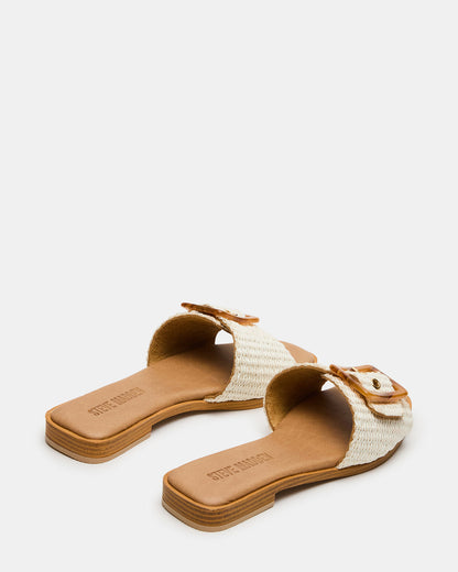 HAPP Bone Square-Toe Raffia Slide Women's Sandal | Steve Madden Sale