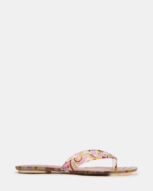 TRELLA Jelly Pink Print Square-Toe Thong Women's Sandal | Steve Madden Recommended
