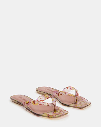 TRELLA Jelly Pink Print Square-Toe Thong Women's Sandal | Steve Madden Recommended