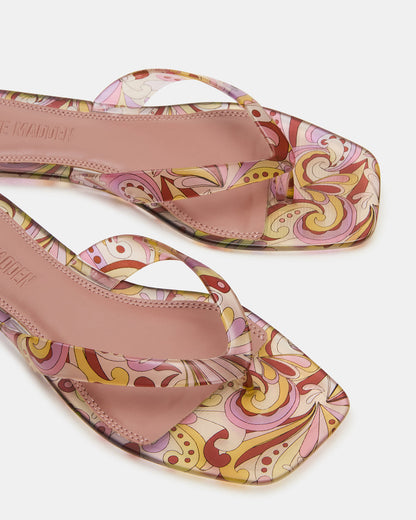 TRELLA Jelly Pink Print Square-Toe Thong Women's Sandal | Steve Madden Recommended