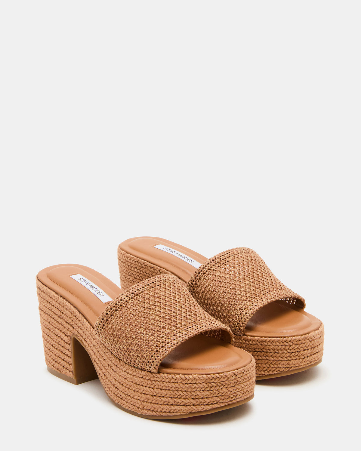 TRIPPY Cognac Raffia Platform Mule Women's Sandal | Steve Madden Top Pick