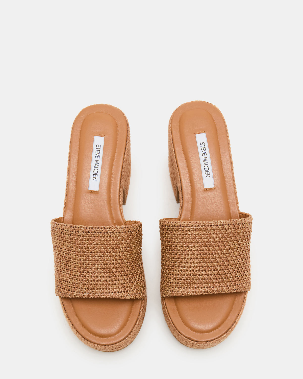 TRIPPY Cognac Raffia Platform Mule Women's Sandal | Steve Madden Top Pick