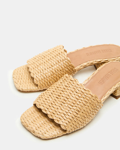 MONTGOMERY Raffia Square-Toe Slide Mule Women's Sandal | Steve Madden Classic