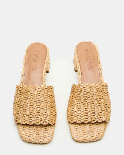 MONTGOMERY Raffia Square-Toe Slide Mule Women's Sandal | Steve Madden Classic