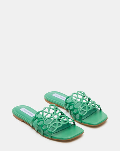 LOTUS Green Leather Square-Toe Slide Women's Sandal | Steve Madden Latest