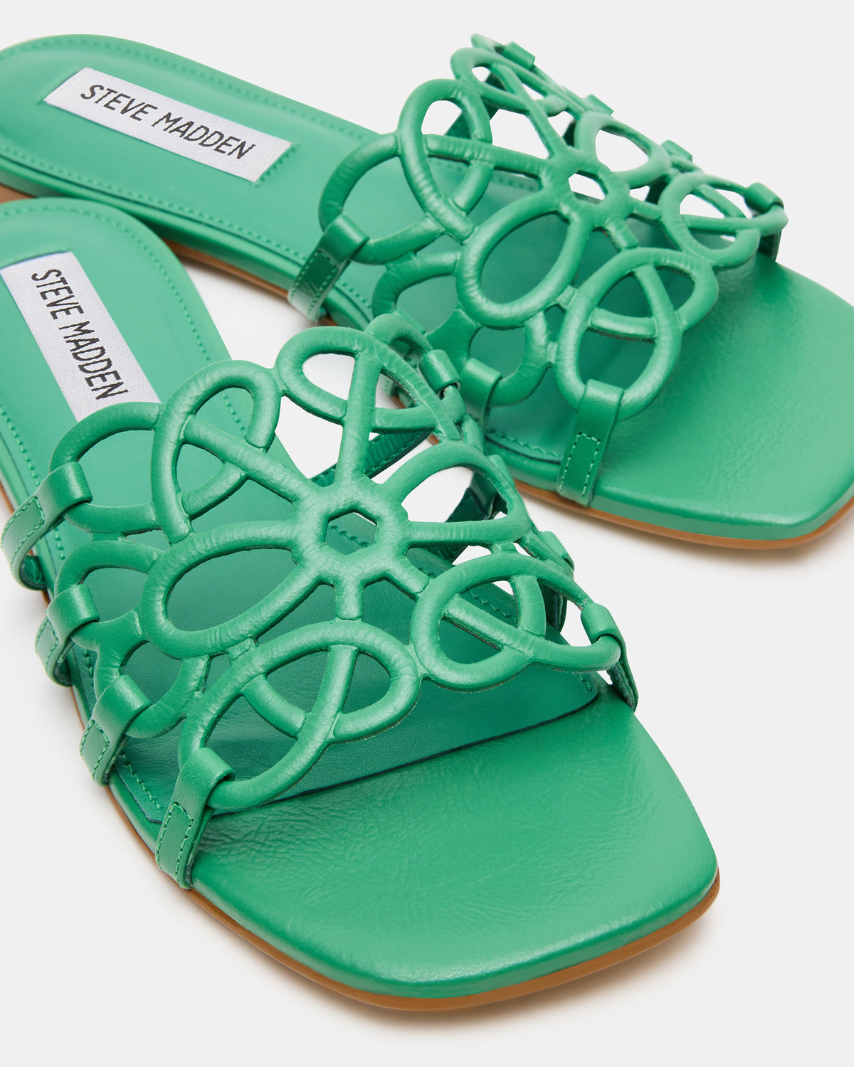 LOTUS Green Leather Square-Toe Slide Women's Sandal | Steve Madden Latest