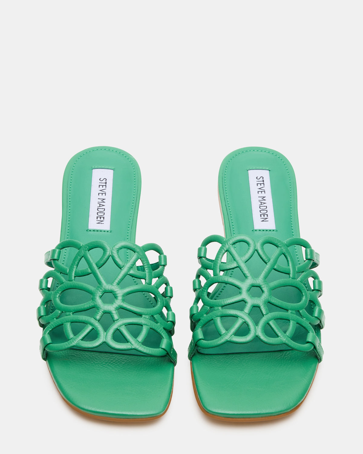 LOTUS Green Leather Square-Toe Slide Women's Sandal | Steve Madden Latest