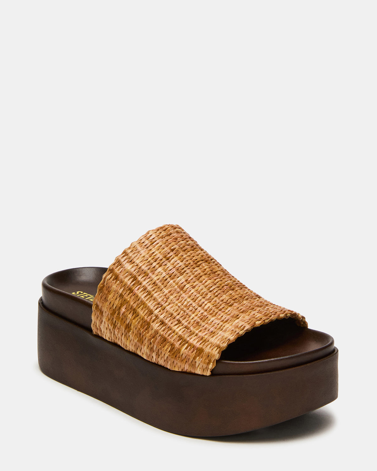 ARWEN Natural Raffia Platform Footbed Slide Chunky Women's Sandal | Steve Madden Quality