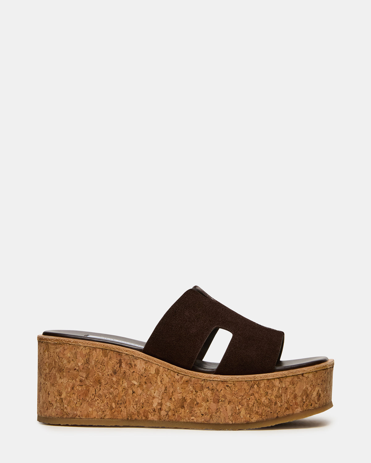 HARMONY Brown Suede Wedge Mule Cork Platform Women's Sandal | Steve Madden Premium
