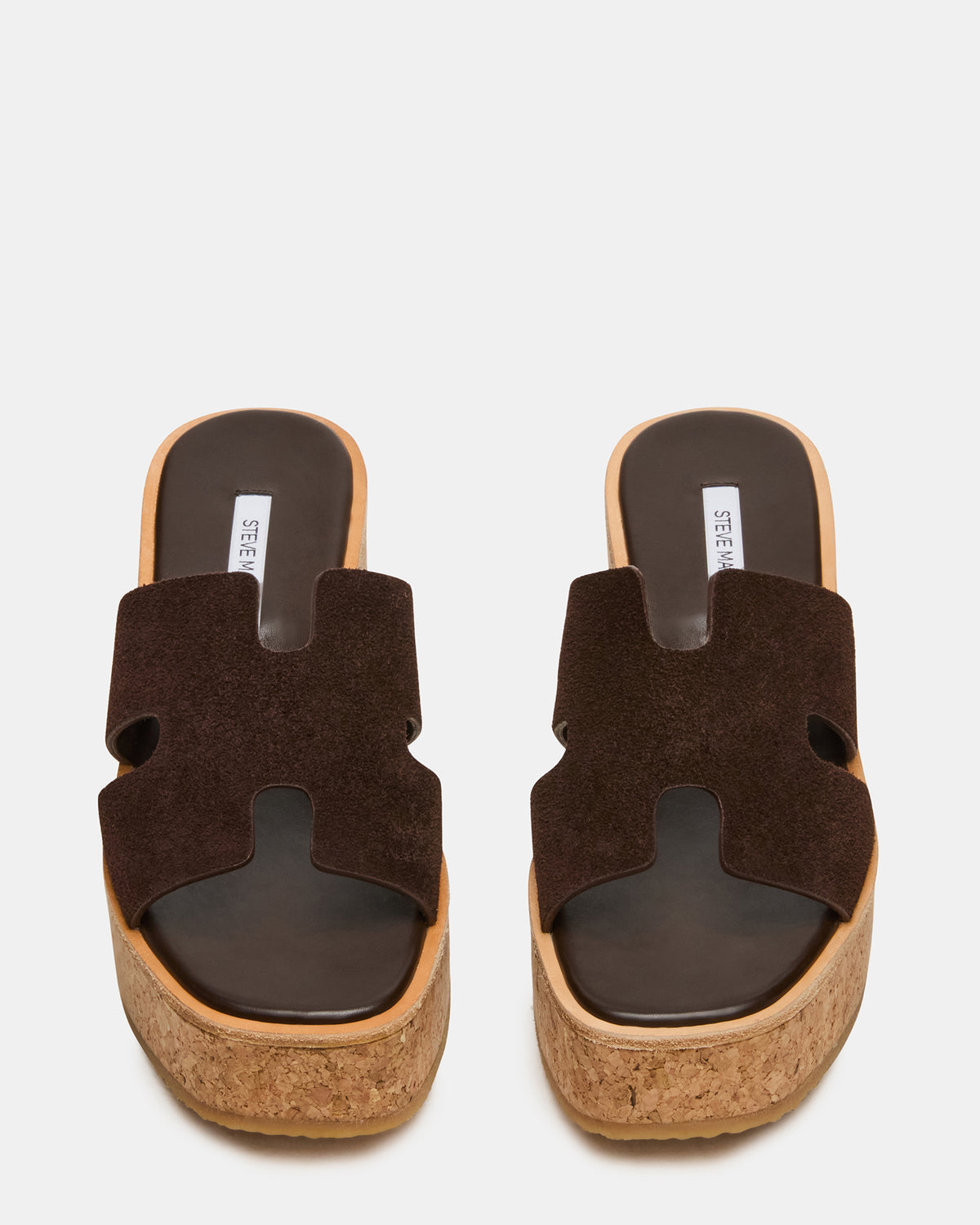 HARMONY Brown Suede Wedge Mule Cork Platform Women's Sandal | Steve Madden Premium