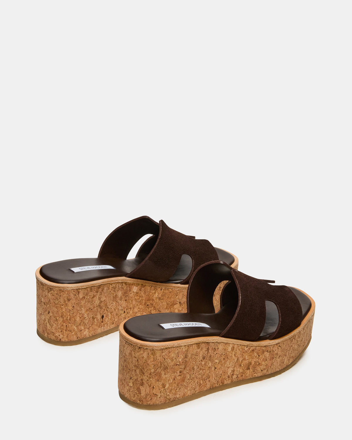 HARMONY Brown Suede Wedge Mule Cork Platform Women's Sandal | Steve Madden Premium
