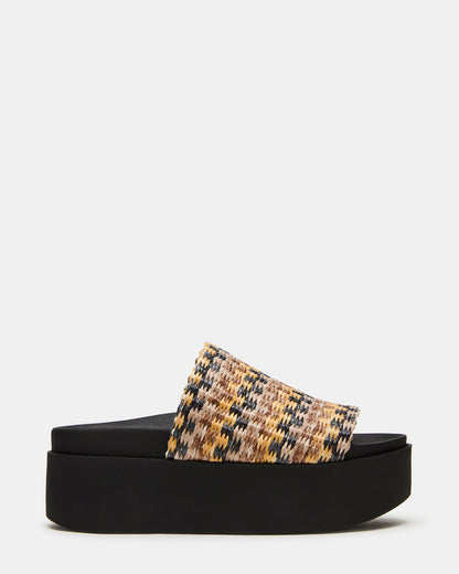 ARWEN Multi Raffia Platform Footbed Slide Chunky Women's Sandal | Steve Madden Customer Favorite