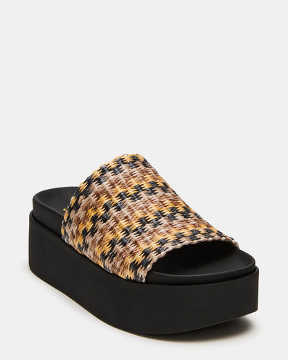 ARWEN Multi Raffia Platform Footbed Slide Chunky Women's Sandal | Steve Madden Customer Favorite