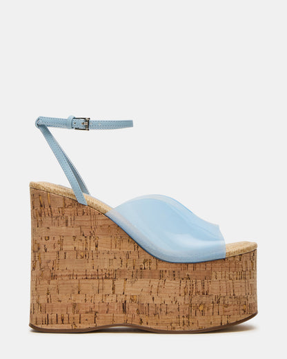 SINAI Light Blue Square-Toe Platform Wedge Strappy Women's Sandal | Steve Madden Everyday