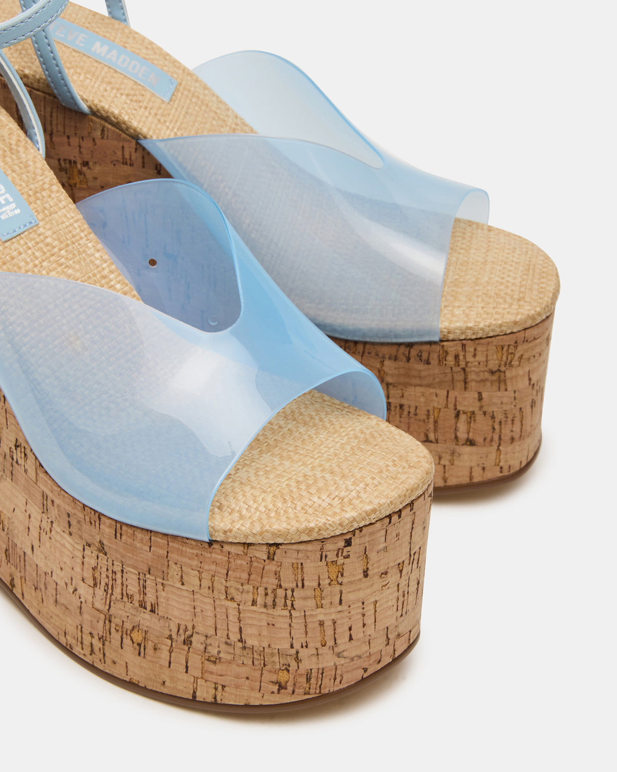 SINAI Light Blue Square-Toe Platform Wedge Strappy Women's Sandal | Steve Madden Everyday