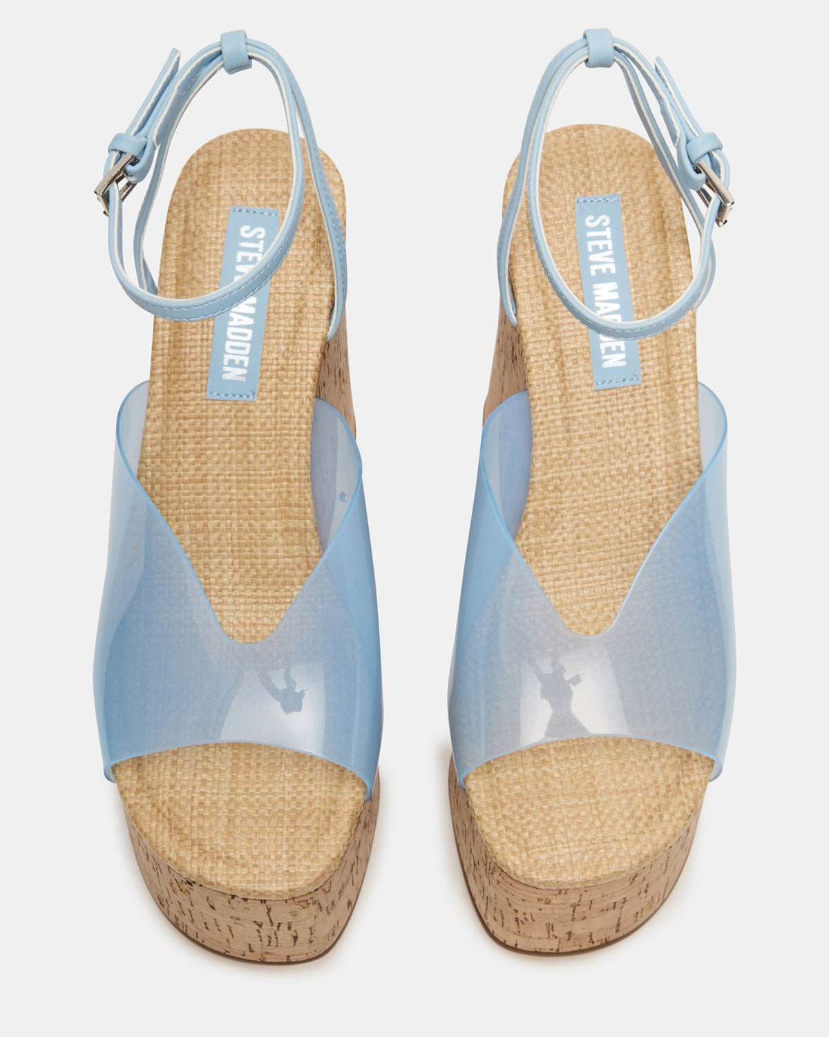 SINAI Light Blue Square-Toe Platform Wedge Strappy Women's Sandal | Steve Madden Everyday